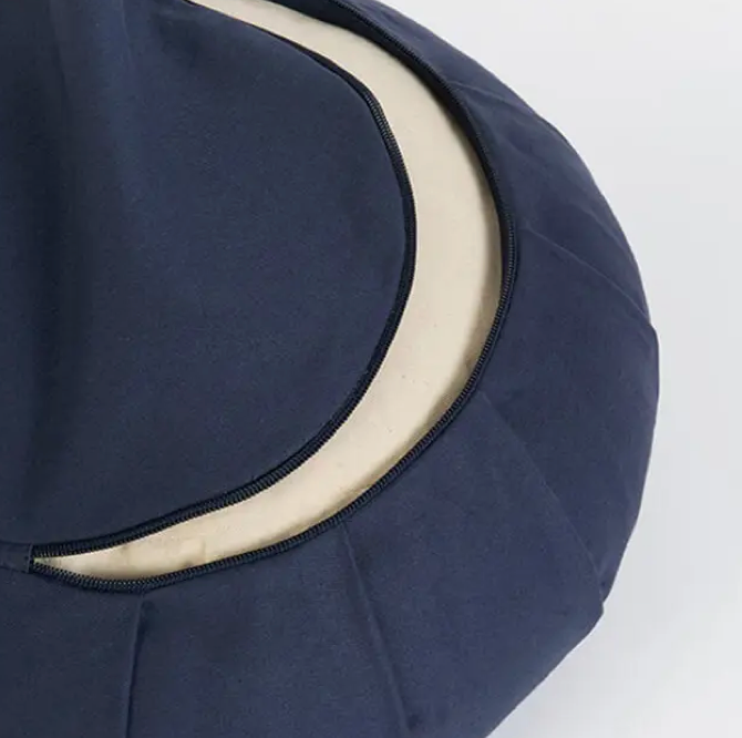 Yoga Studio EU round cushion in organic buckwheat Zafun turquoise lotus