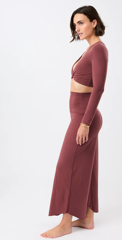 Roll Over Tulip Pant in natural Tencel Jungle green - Mandala