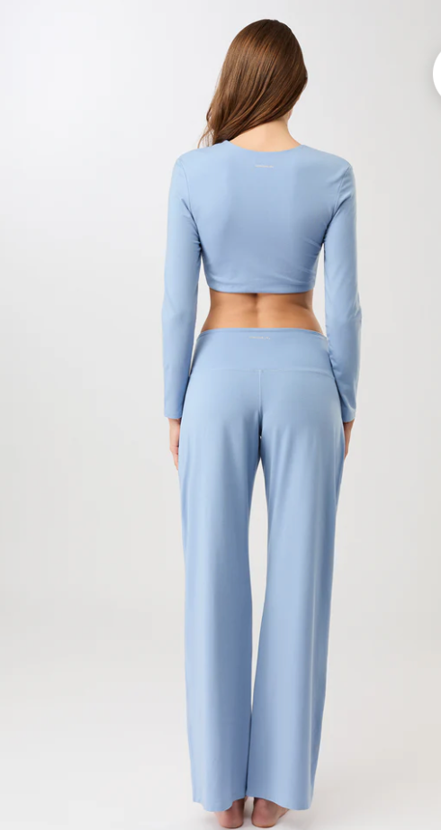 Roll Over Tulip Pant in natural Tencel Jungle green - Mandala