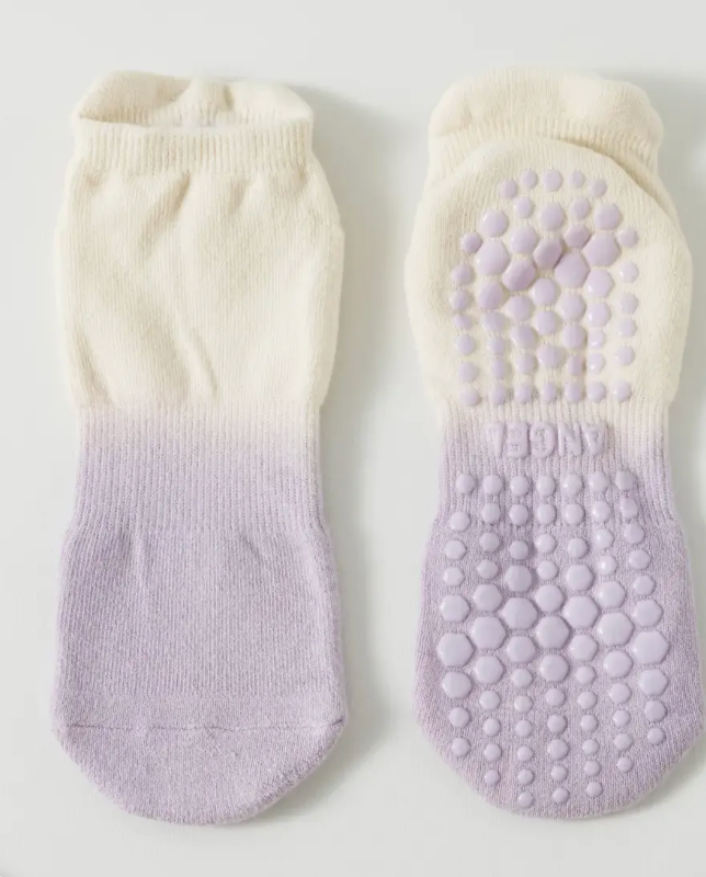 Chaussettes antidérapantes  – Yoga & Pilates - écru lila