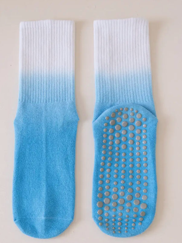 Chaussettes antidérapantes haute  – Yoga & Pilates - Sky