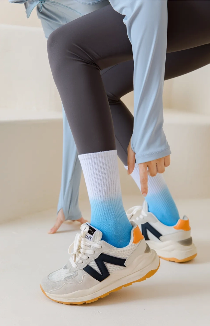 Chaussettes antidérapantes haute  – Yoga & Pilates - Sky