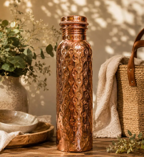 Hammered Copper Water Bottle 800ml