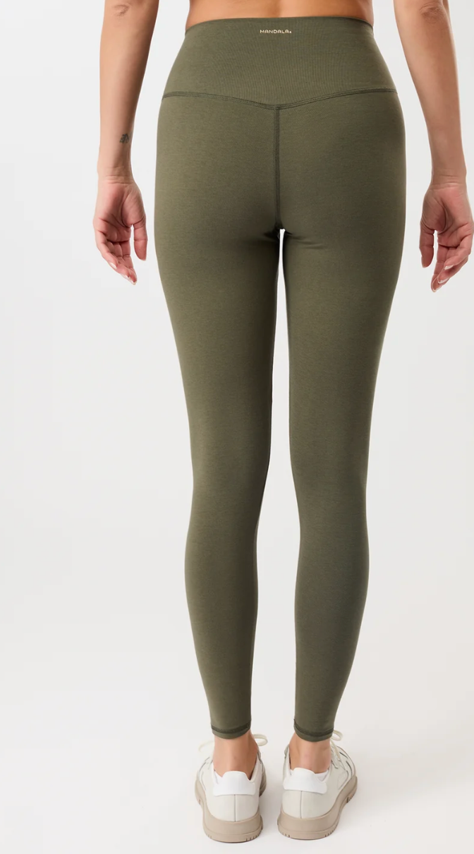 Bedruckte Mandala-Leggings mit hoher Taille und tropischem Blumendruck in Beige-Schwarz-Blau