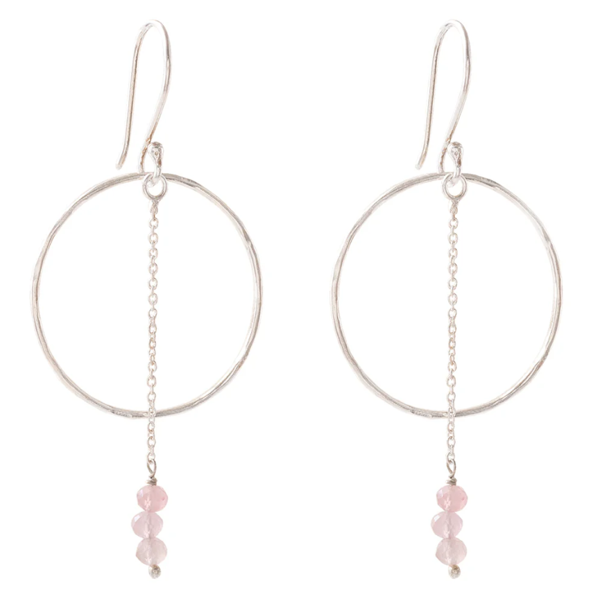 Talent rose quartz and silver earrings