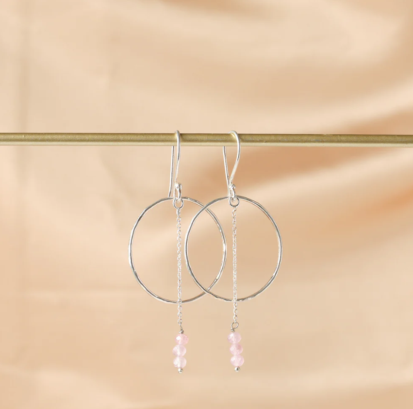 Talent rose quartz and silver earrings