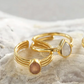 Rose quartz stone ring - gold plated