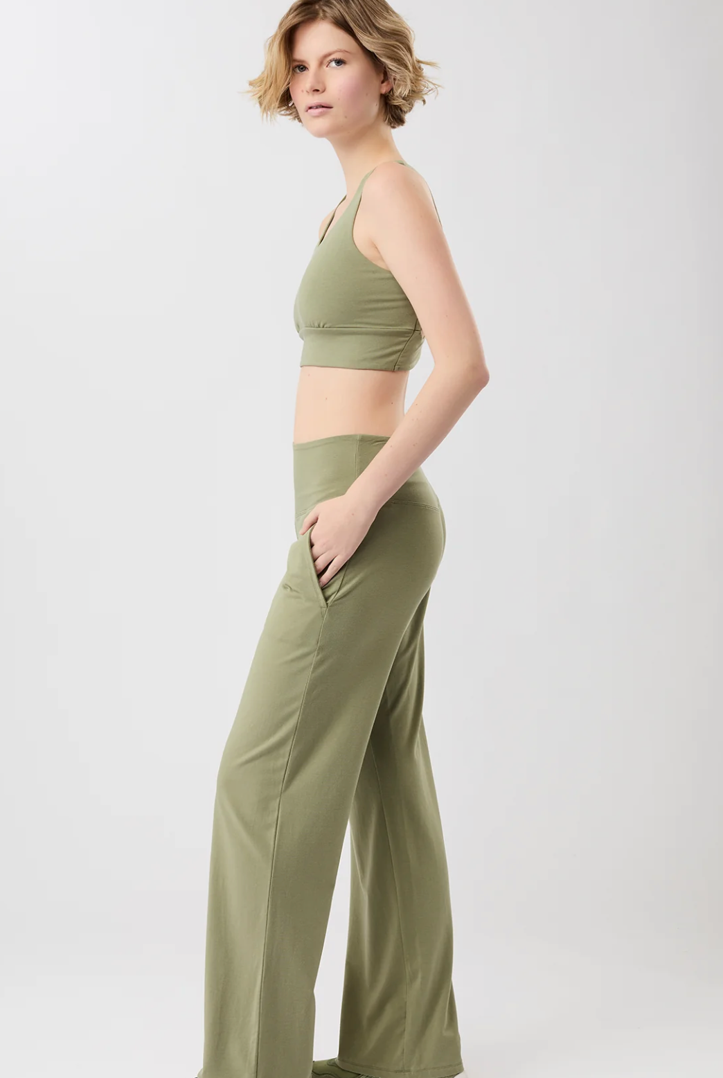 Wide Leg Workout Pant - Mossy - Mandala