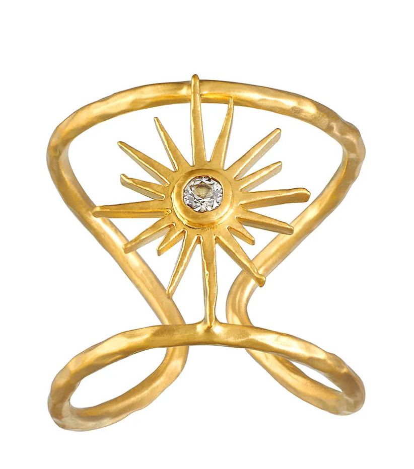 Rose quartz stone ring - gold plated