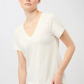 V Neck T-Shirt  -  White - Mandala