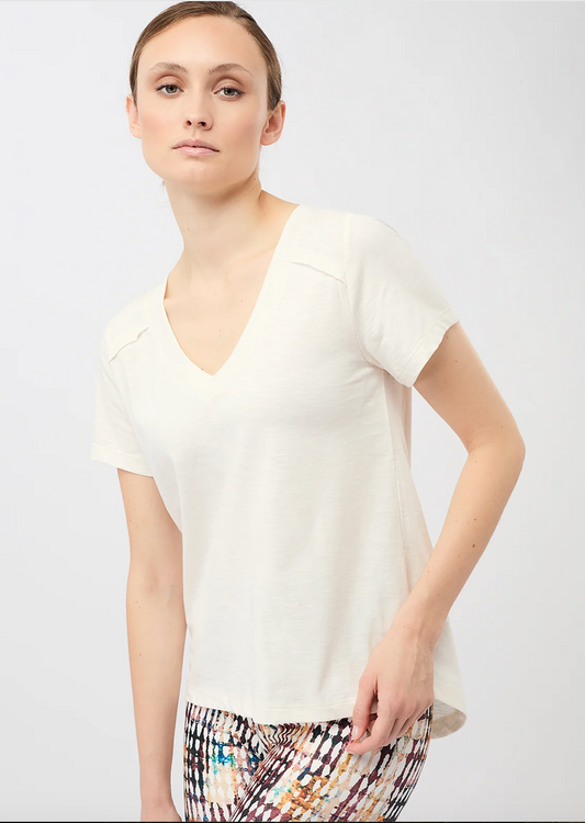 V Neck T-Shirt  -  White - Mandala