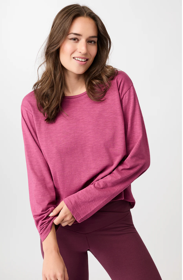 Open Back Long Sleeve Shirt - Mulberry - Mandala