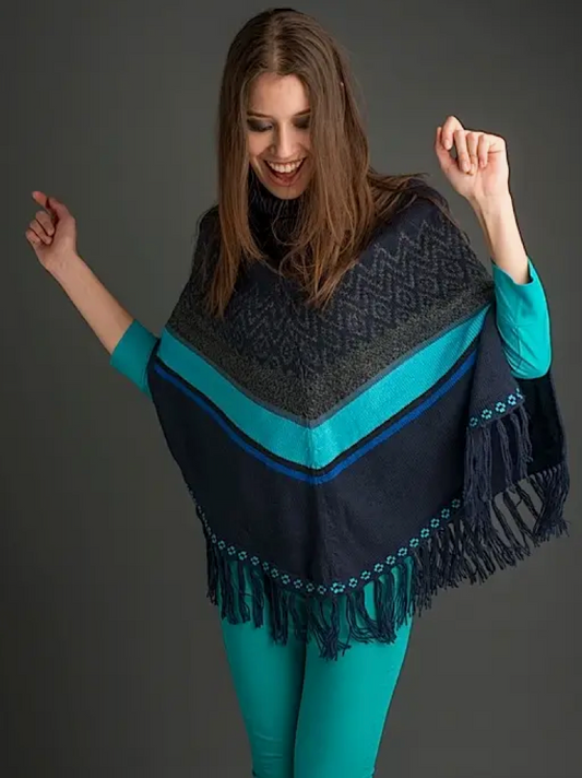 Poncho Altiplano - Bleu Turkis
