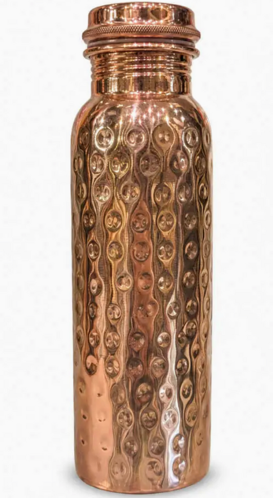 Bouteille en cuivre -  Design brillant & martelée  - 900 ml