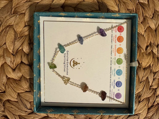 Collier 7 Chakras - argent 925 plaqué or 18 carat