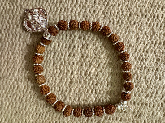 Bracelet Mâla Rudraksha Ganesh argent
