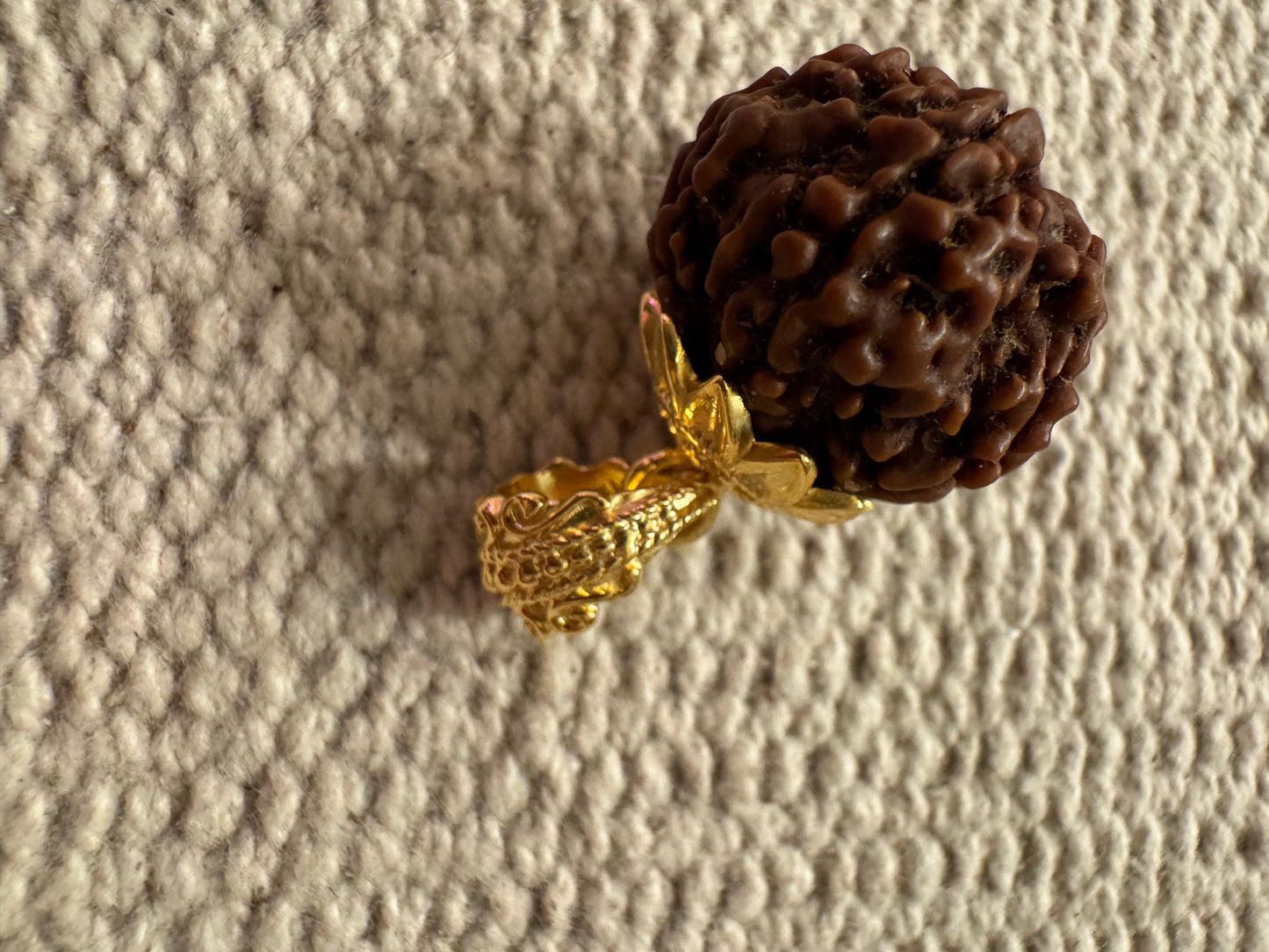 Pendentif en perle de Rudraksha et argent plaqué or