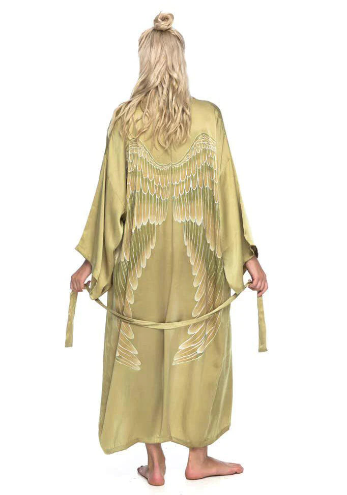 Luxury dressing gown Archangel Gabriel Olive Goddess wings 115cm