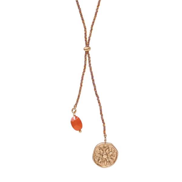Golden Purpose necklace with carnelian stone