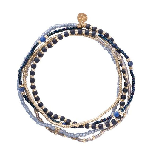 Bracelet Respect doré avec pierre de lapis-lazuli