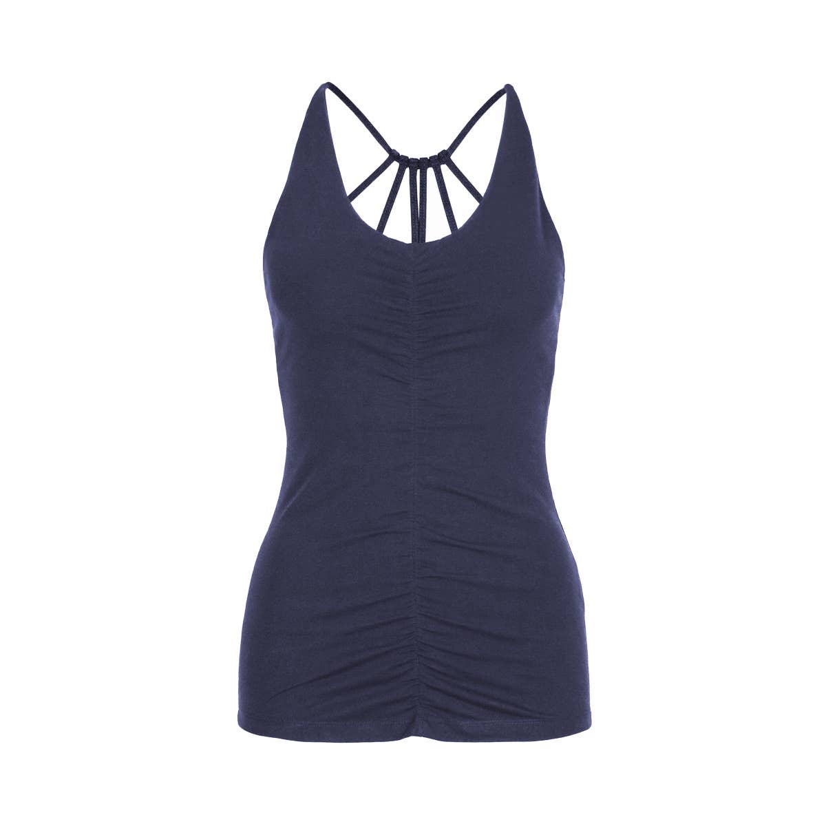 Nicole top with midnight blue crisscross straps