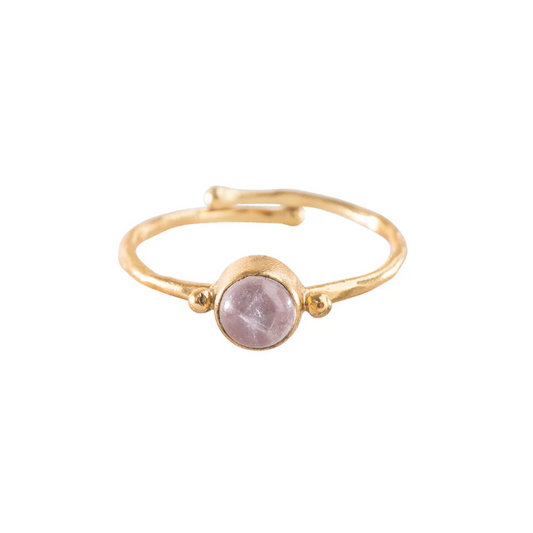 Bague pierre quartz rose - plaqué or