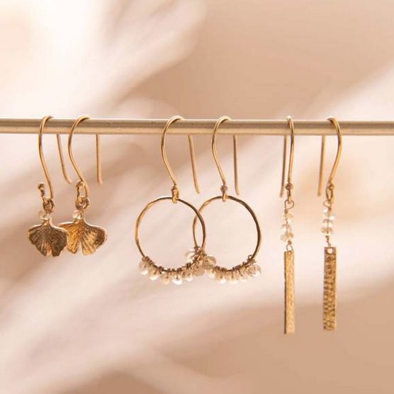 boucles d'oreilles Compassion en plaqué or avec citrine