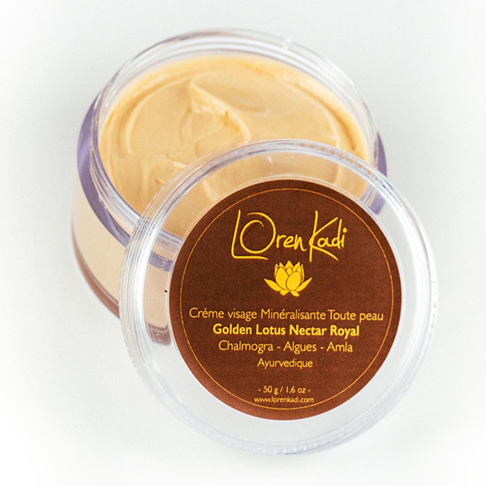 Crème ayurvédique naturelle "Golden Lotus Nectar Royal" - visage toute peau - 50 g - Vegan