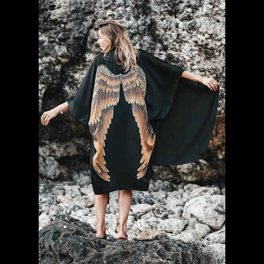 Kimono Luxe Archange Gabriel Black Caramel wings 105cm