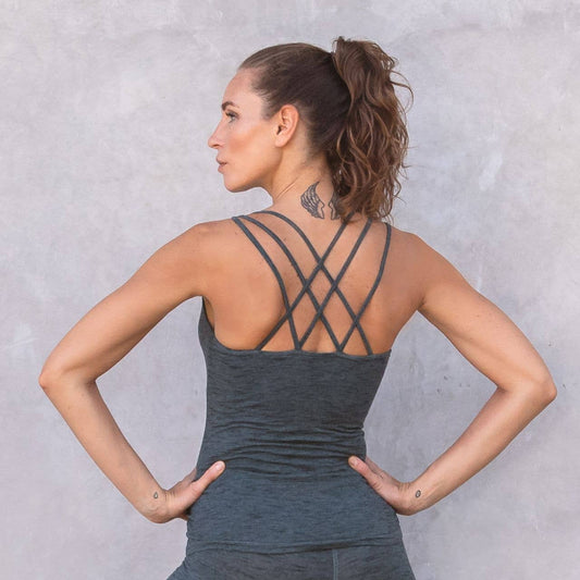 Débardeur en coton biologique Nuri Pin noir chiné
