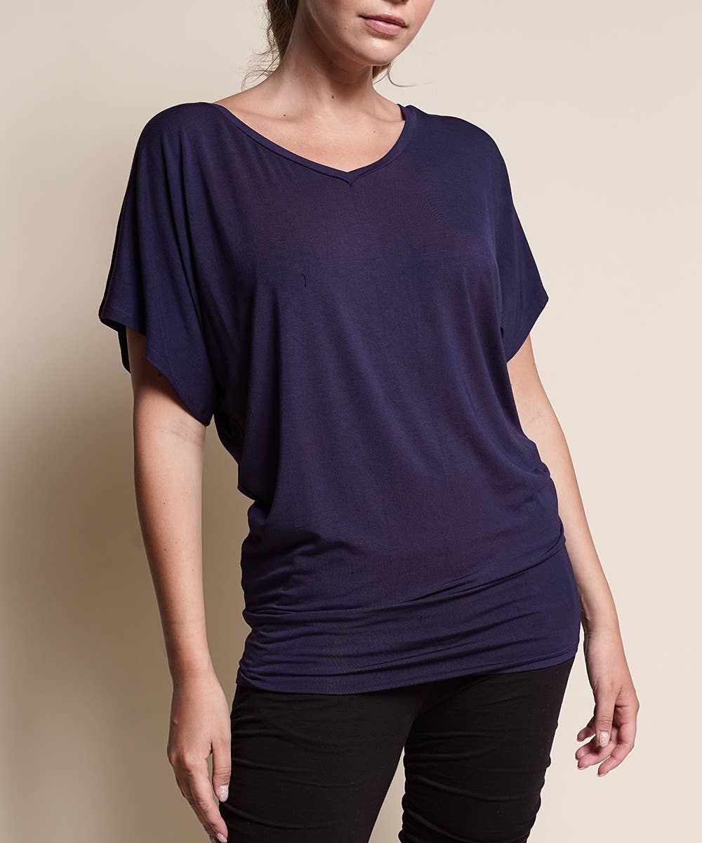 Sky Signature tunic in bamboo and V-neck - navy blue