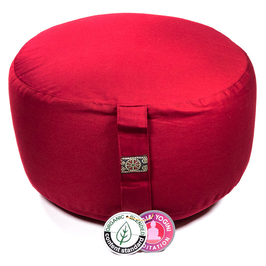 Meditation cushion red organic cotton XL