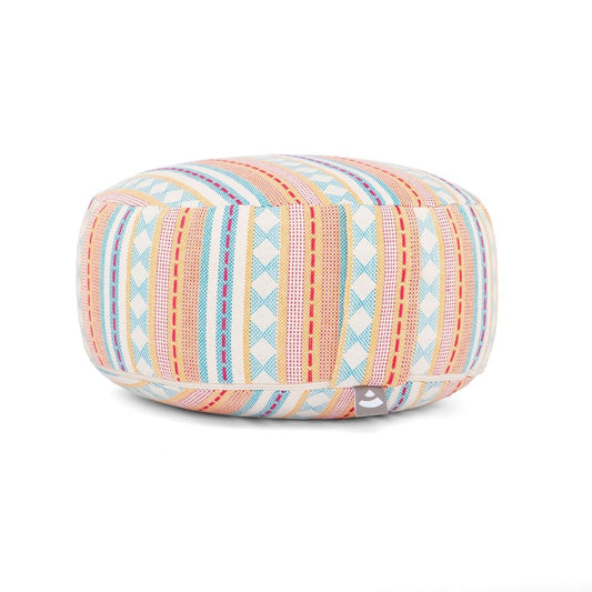 Meditation cushion with jacquard patterns - Light blue and apricot
