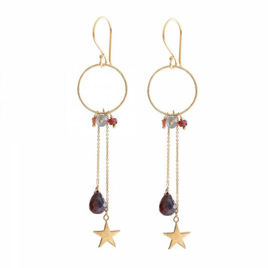 Festivity Earrings - Garnet and Labradorite