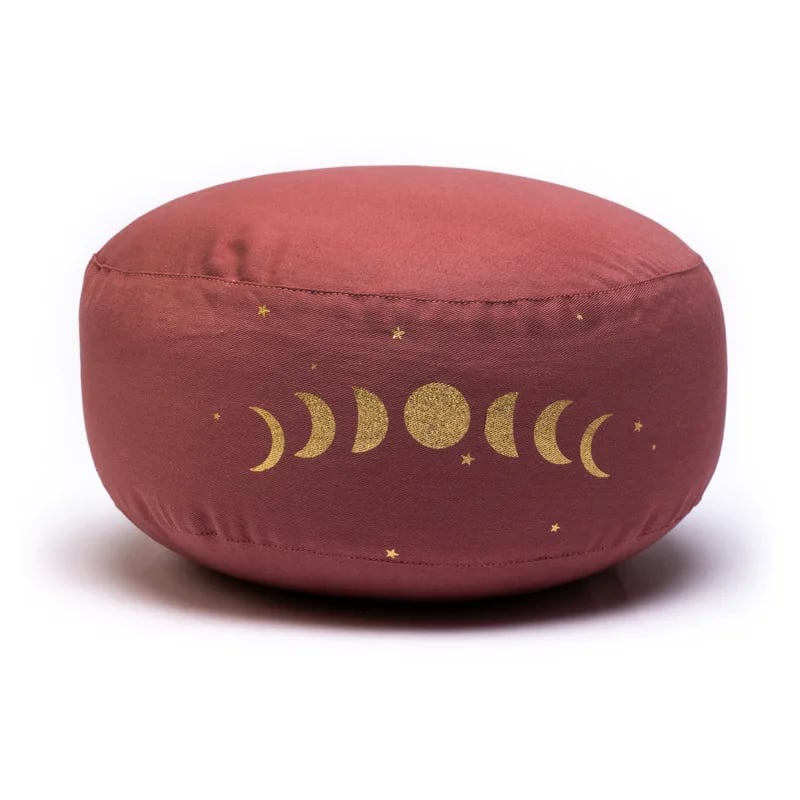 Coussin de méditation en coton bio avec phases de la lune