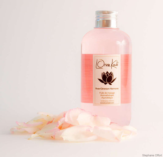 Natural Ayurvedic massage oil "Rose-Geranium Harmony" - body all skin types - 210 ml - Vegan
